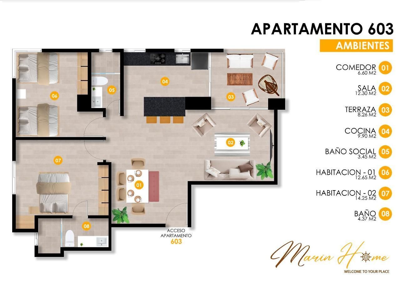 Apartment 2br Oceanfront - Direct Access - Modern And Spacious - 6th Floor